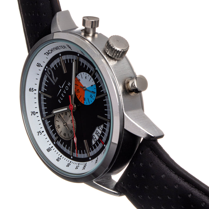 Elevon Torque Genuine Leather-Band Watch w/Date