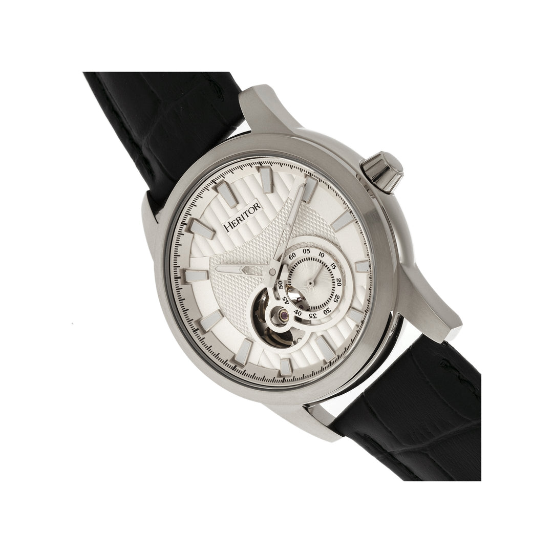 Heritor Automatic Davidson Semi-Skeleton Leather-Band Watch