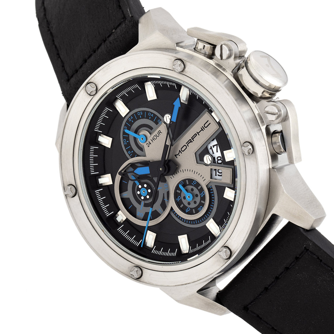 Morphic M81 Series Chronograph Leather-Band Watch w/Date