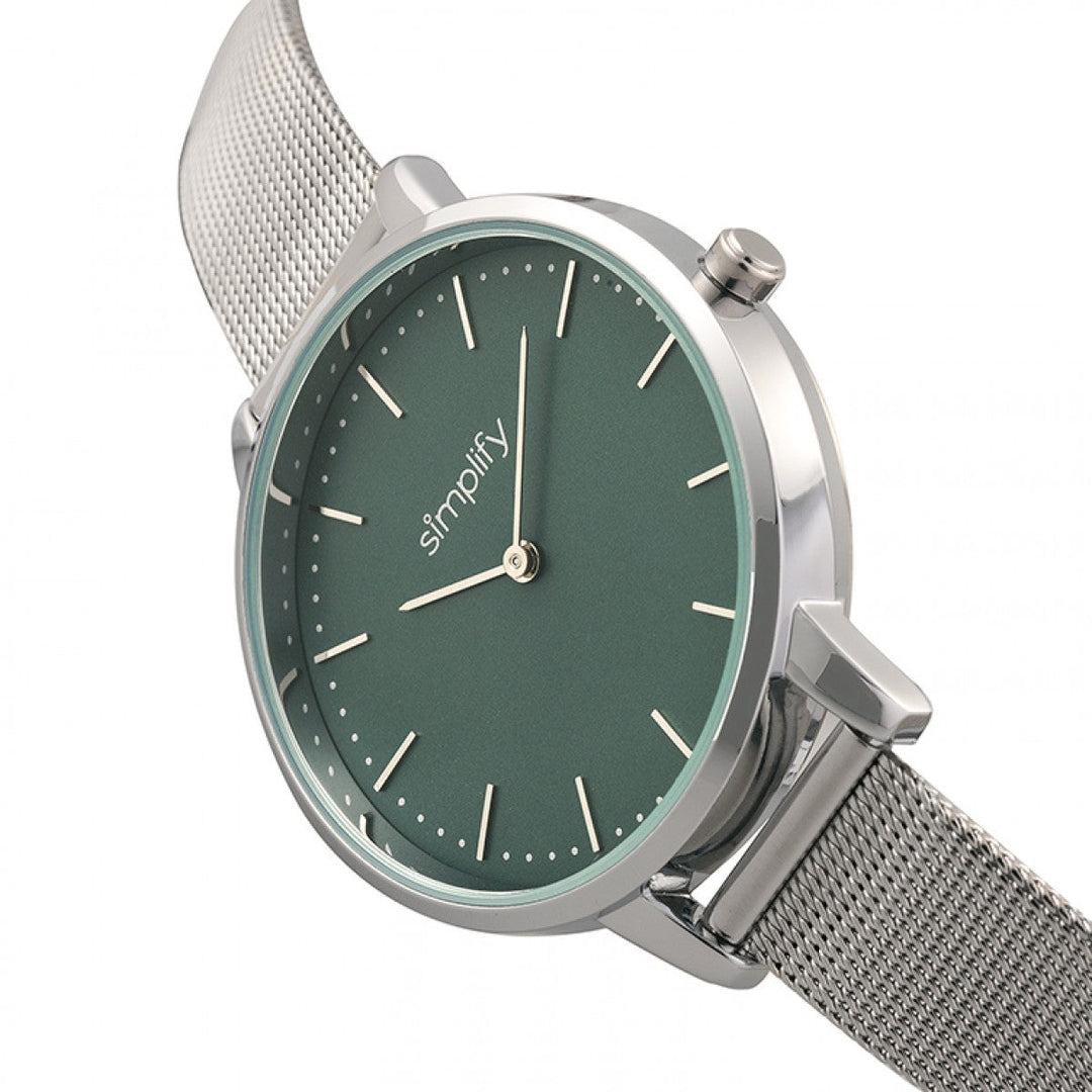 Simplify The 5800 Mesh Bracelet Watch - Silver/Teal