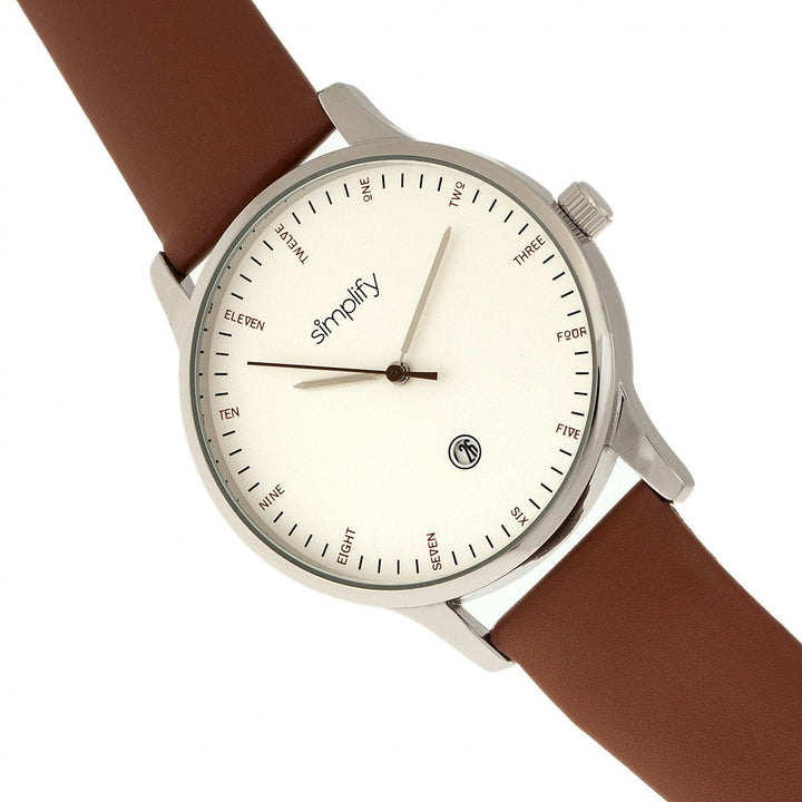 Simplify The 4300 Leather-Band Watch w/Date