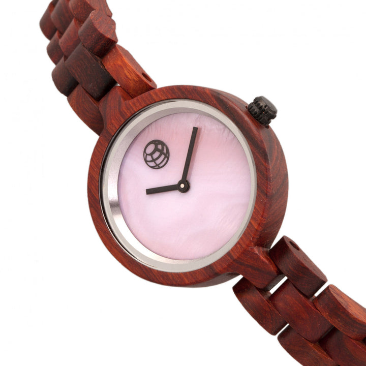 Earth Wood Wisteria Mother-Of-Pearl Bracelet Watch - Red