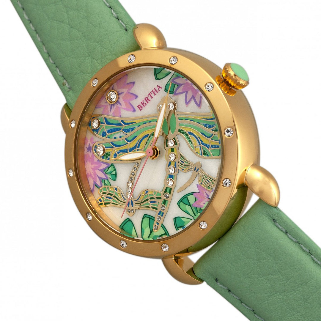 Bertha Jennifer MOP Leather-Band Ladies Watch