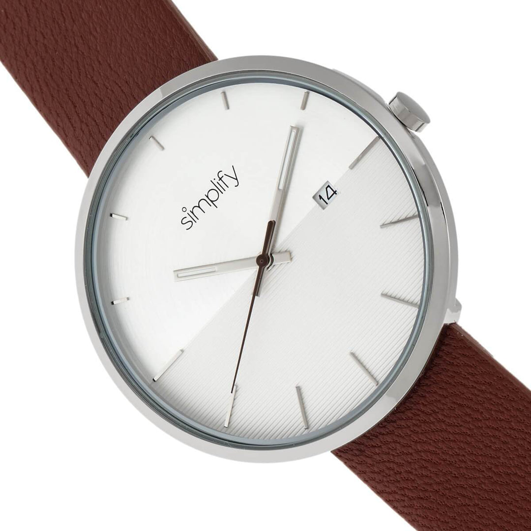 Simplify The 6400 Leather-Band Watch w/Date
