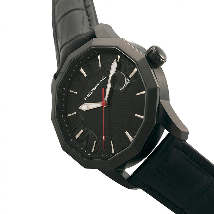 Morphic M56 Series Leather-Band Watch w/Date