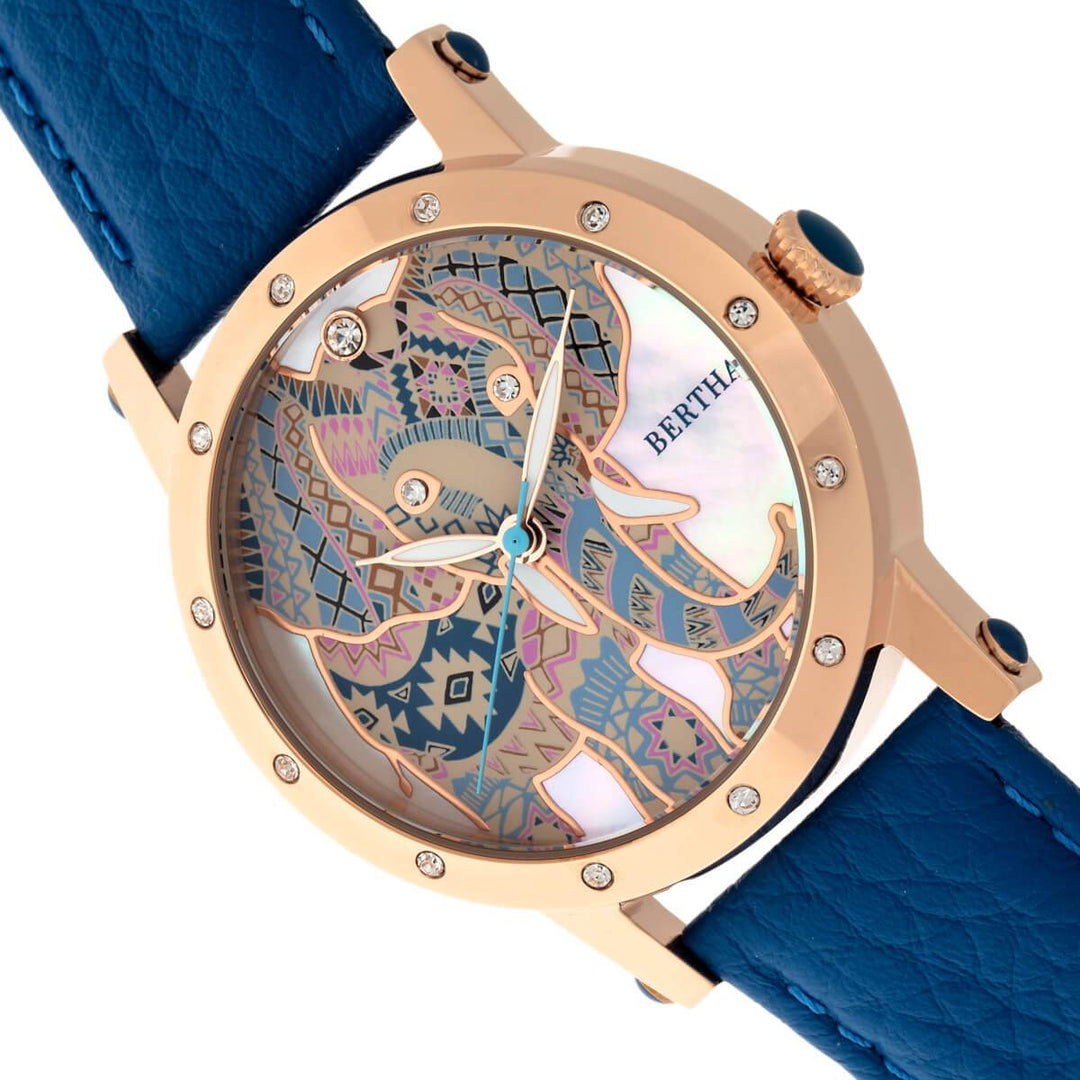 Bertha Betsy MOP Leather-Band Ladies Watch