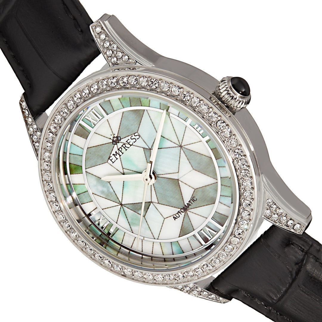Empress Augusta Automatic Mosaic Mother-of-Pearl Leather-Band Watch