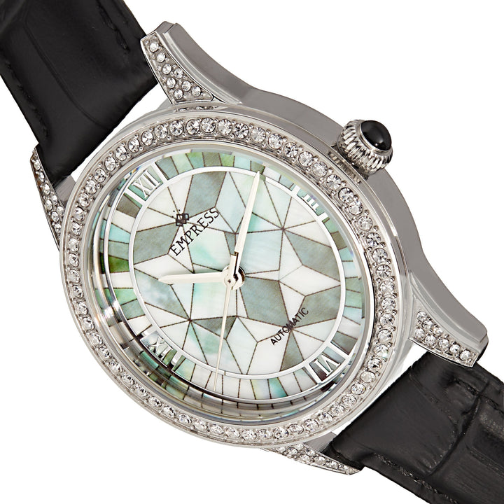 Empress Augusta Automatic Mosaic Mother-of-Pearl Leather-Band Watch