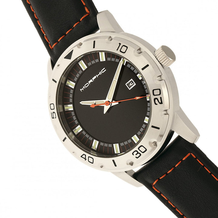 Morphic M71 Series Leather-Band Watch w/Date