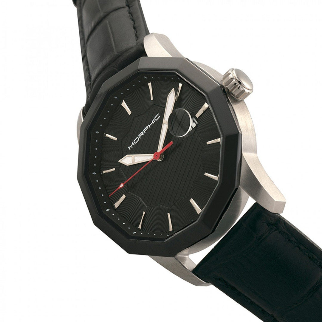 Morphic M56 Series Leather-Band Watch w/Date