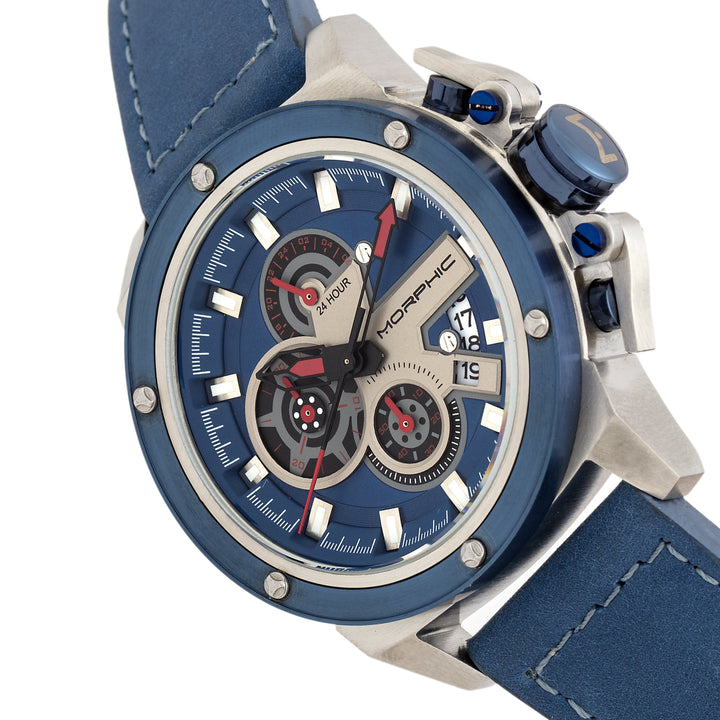 Morphic M81 Series Chronograph Leather-Band Watch w/Date