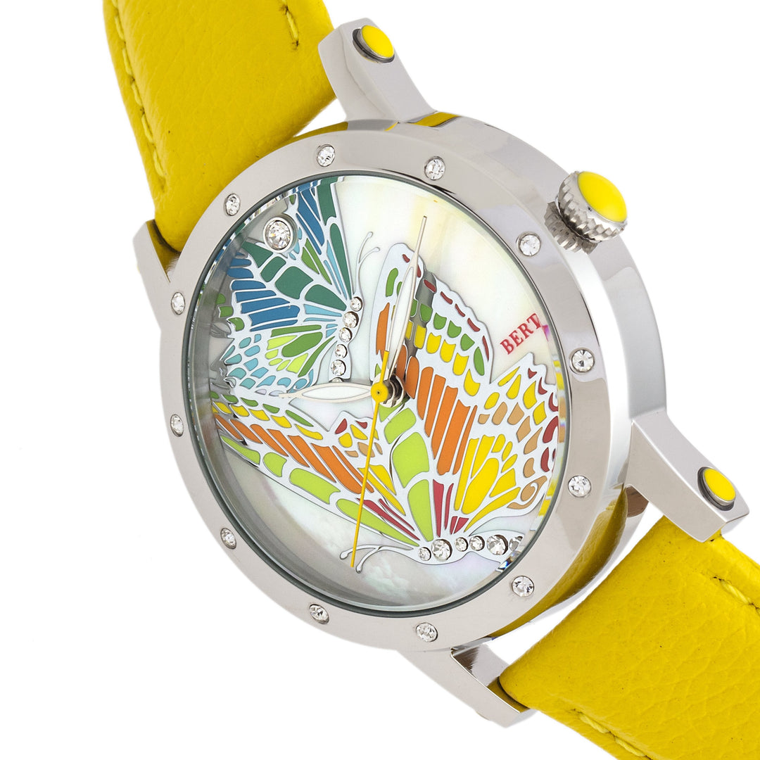 Bertha Isabella MOP Leather-Band Ladies Watch
