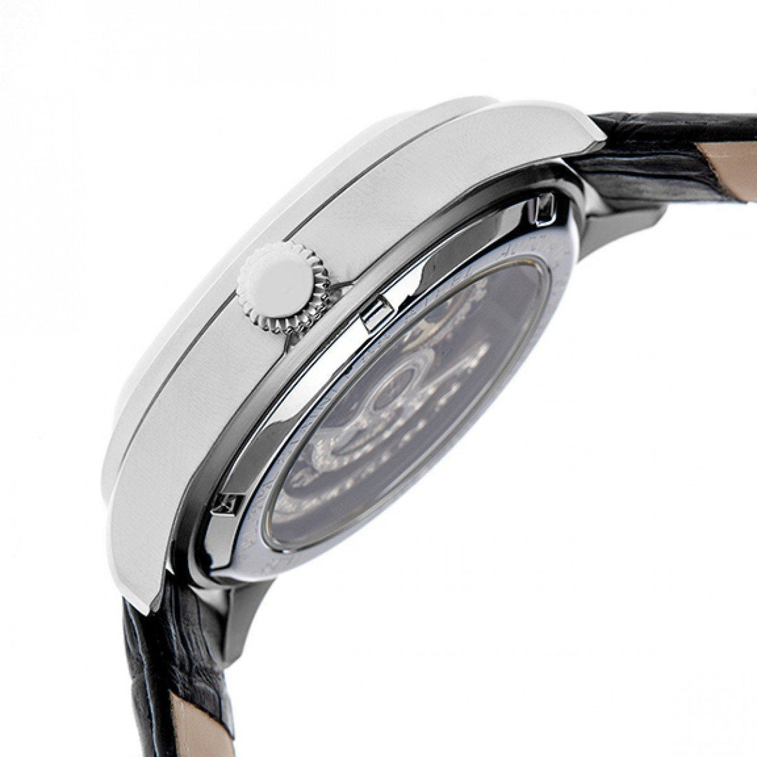 Heritor Automatic Odysseus Leather-Band Skeleton Watch