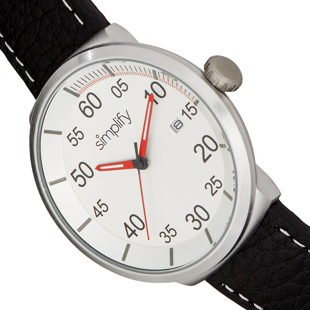 Simplify The 7100 Leather-Band Watch w/Date