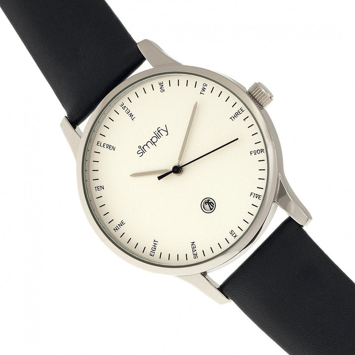 Simplify The 4300 Leather-Band Watch w/Date