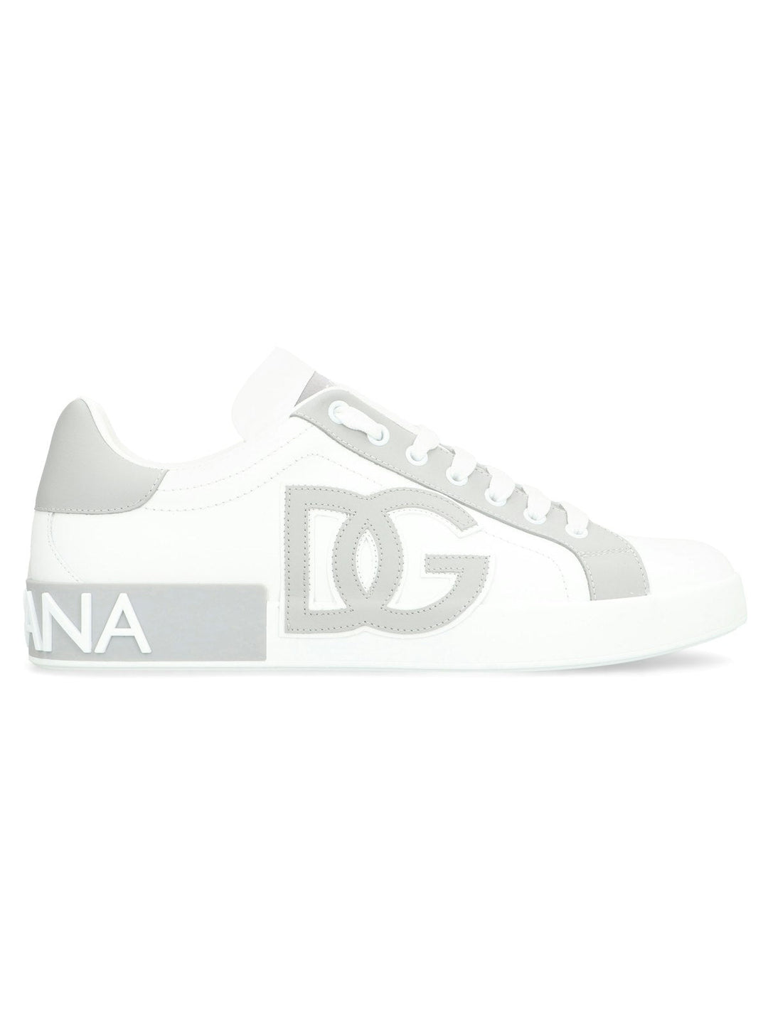 PORTOFINO WHITE/GREY LEATHER TRAINER