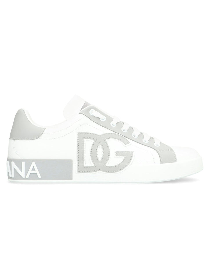 PORTOFINO WHITE/GREY LEATHER TRAINER