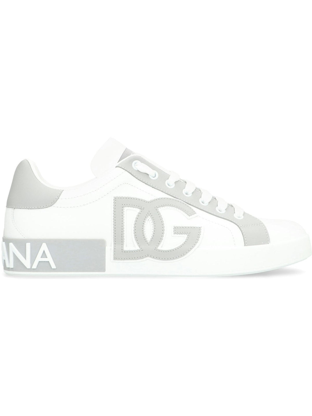 PORTOFINO WHITE/GREY LEATHER TRAINER
