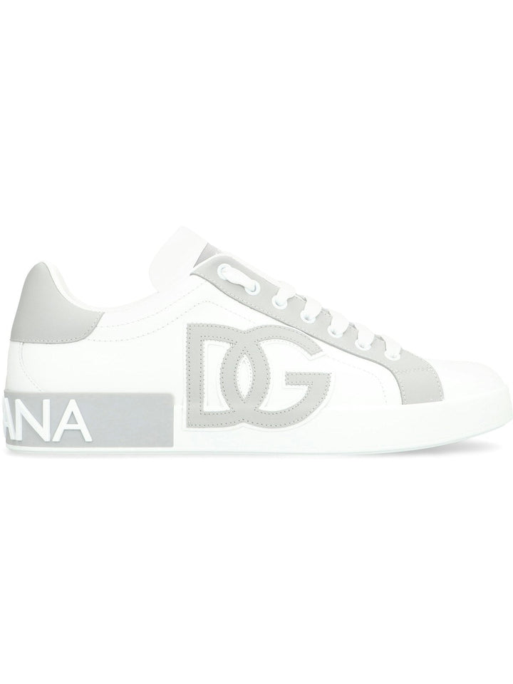 PORTOFINO WHITE/GREY LEATHER TRAINER