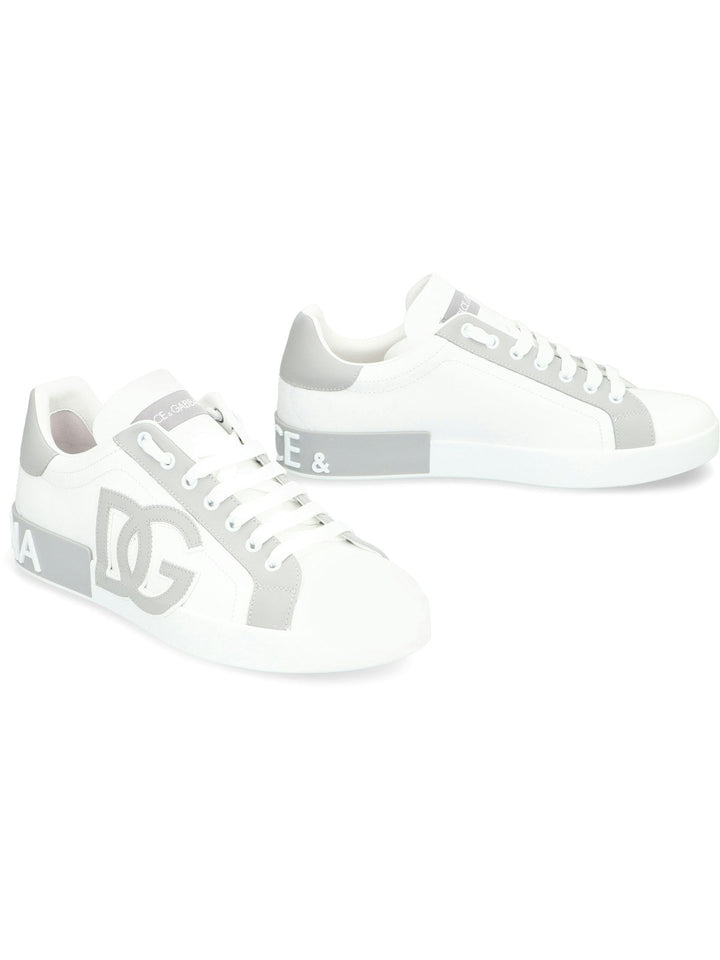PORTOFINO WHITE/GREY LEATHER TRAINER