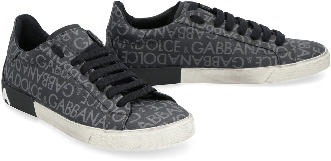 PORTOFINO LEATHER AND FABRIC LOW-TOP SNEAKERS