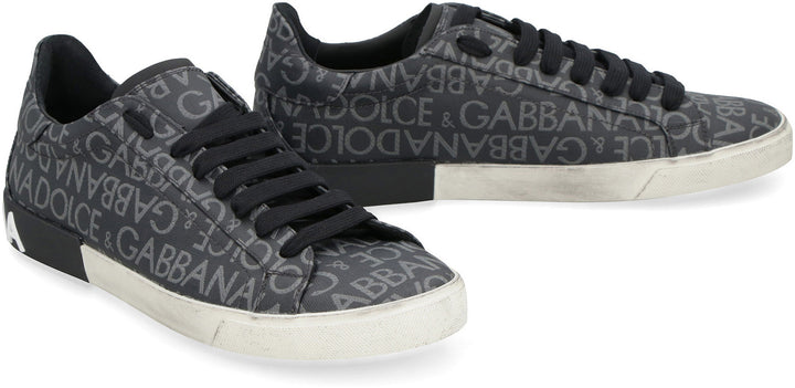 PORTOFINO LEATHER AND FABRIC LOW-TOP SNEAKERS