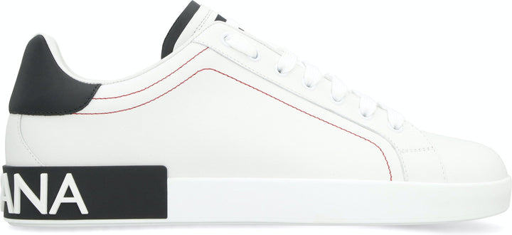 PORTOFINO WHITE/BLACK LEATHER TRAINER