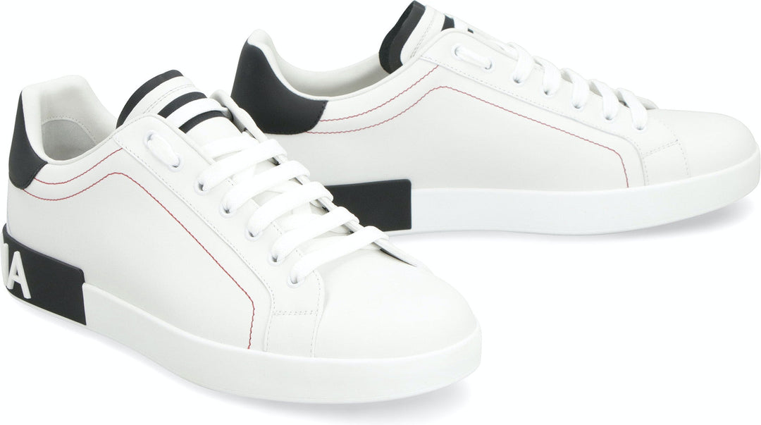 PORTOFINO WHITE/BLACK LEATHER TRAINER