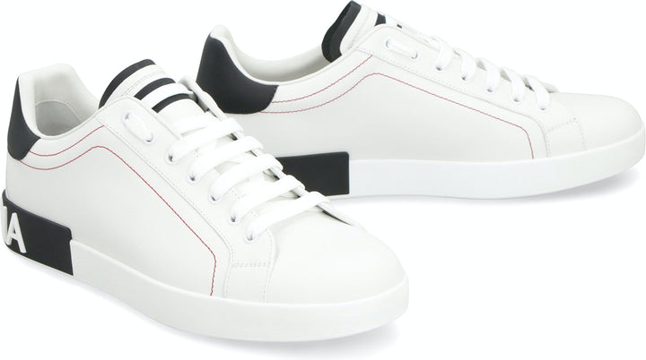 PORTOFINO WHITE/BLACK LEATHER TRAINER