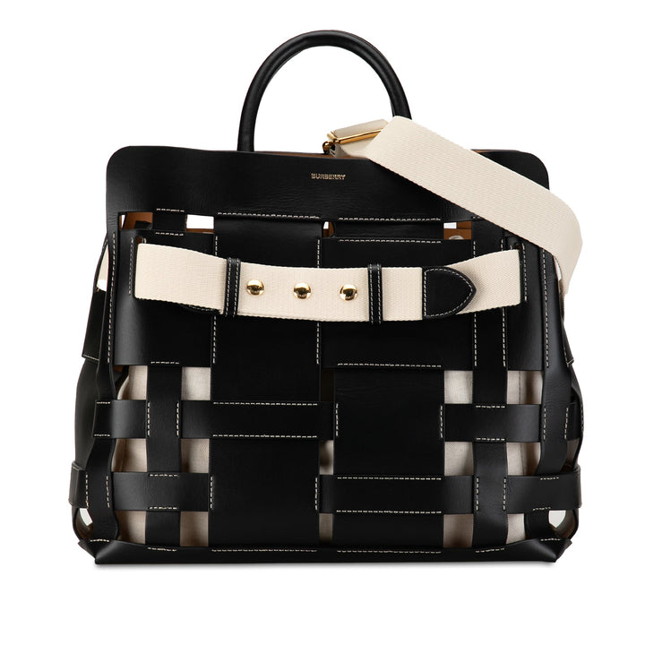 BURBERRY Medium Woven Leather Belt Satchel