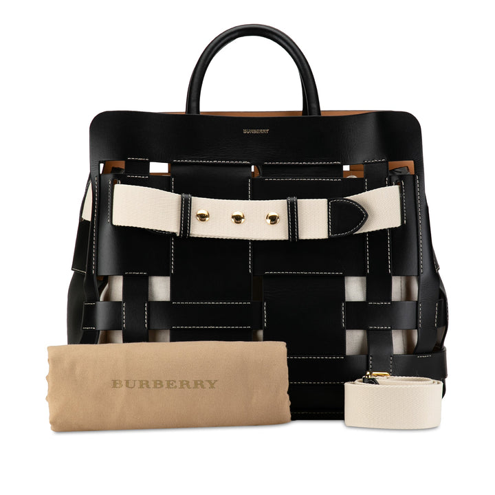 BURBERRY Medium Woven Leather Belt Satchel