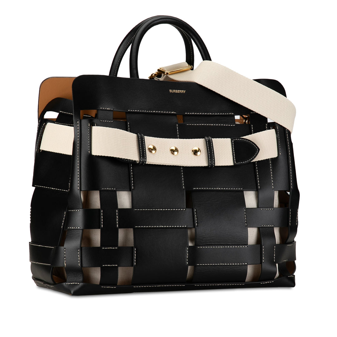 BURBERRY Medium Woven Leather Belt Satchel
