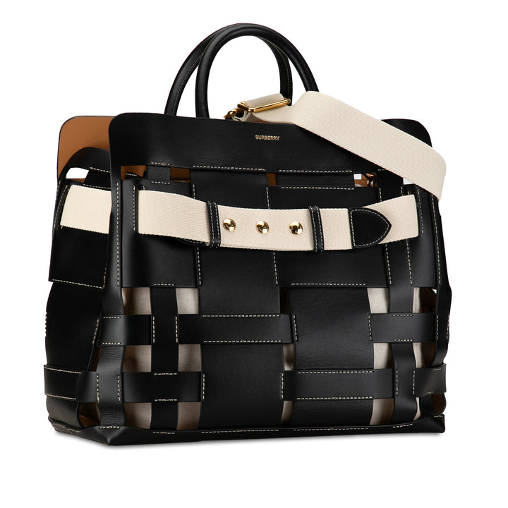 BURBERRY Medium Woven Leather Belt Satchel
