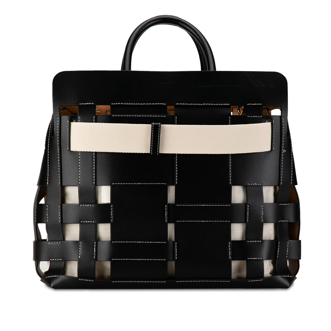 BURBERRY Medium Woven Leather Belt Satchel