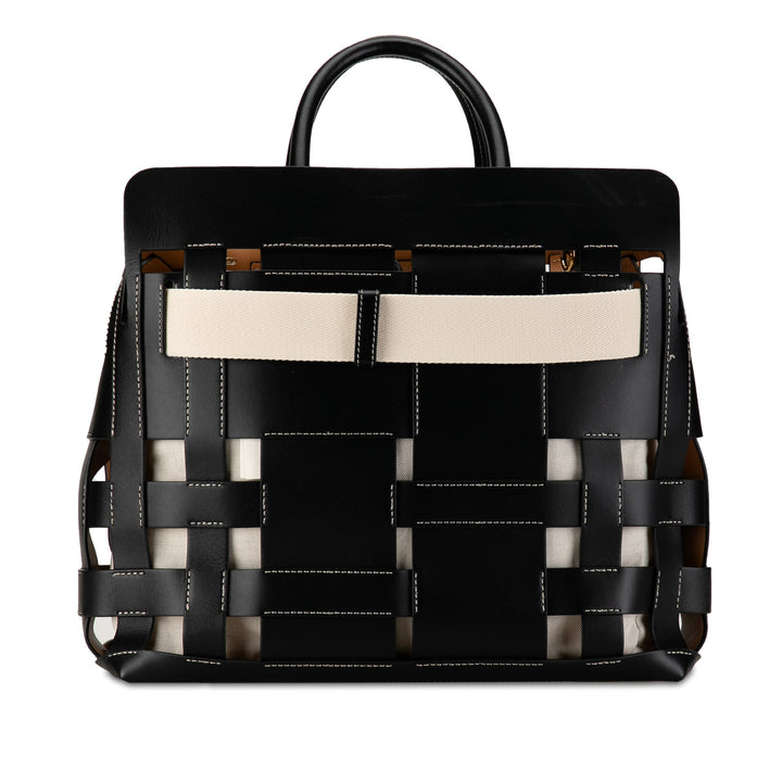 BURBERRY Medium Woven Leather Belt Satchel