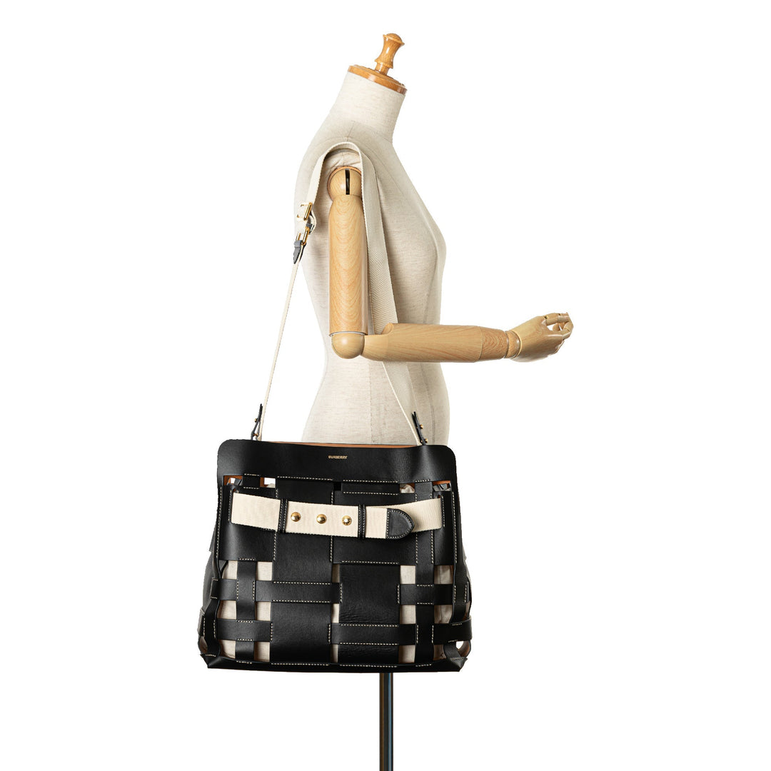 BURBERRY Medium Woven Leather Belt Satchel