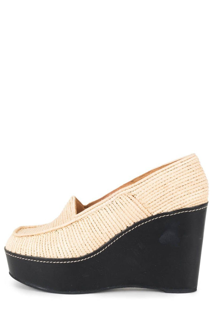 Carven By Robert Clegerie Tan Woven Platform Wedges 39