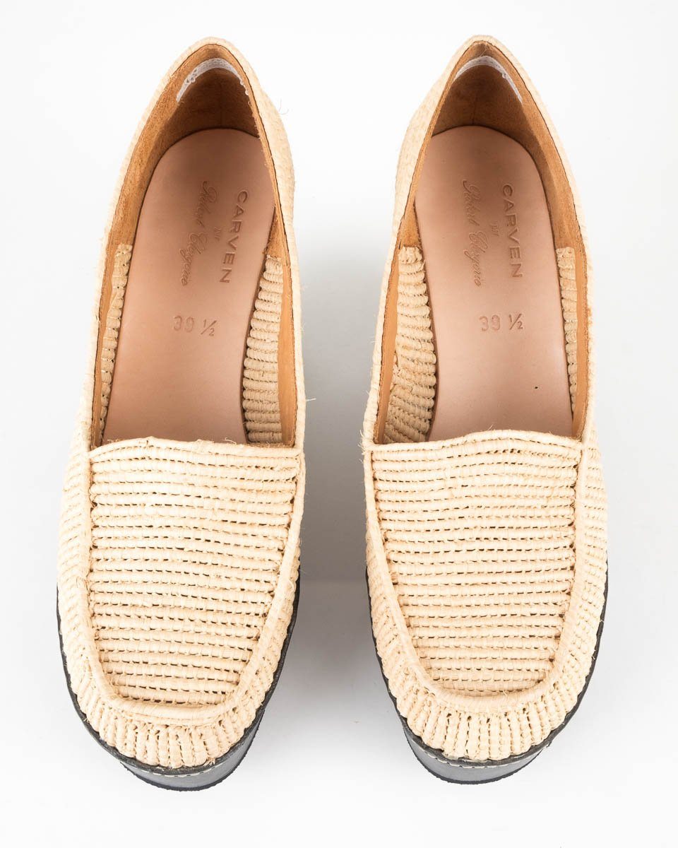 Carven By Robert Clegerie Tan Woven Platform Wedges 39