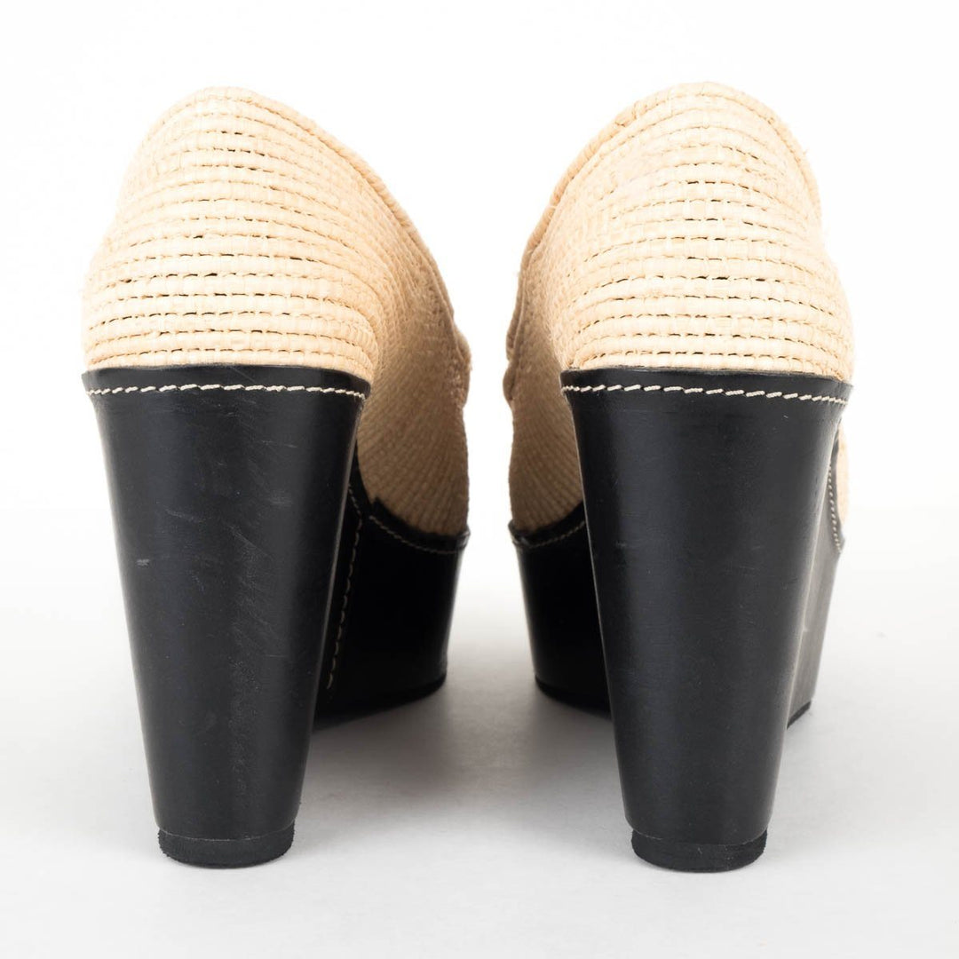 Carven By Robert Clegerie Tan Woven Platform Wedges 39