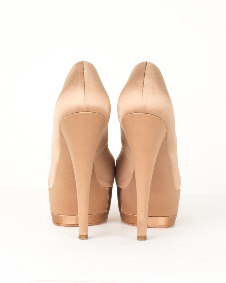Casadei Gold Satin Round toe Heels 10