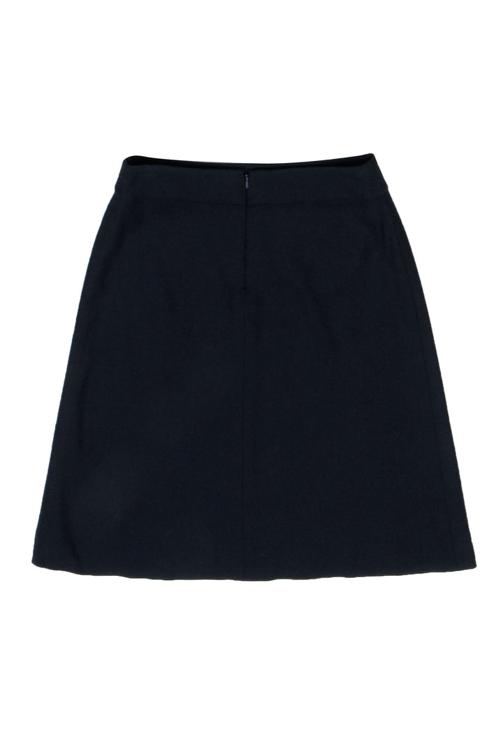 Celine - Black Wool Blend Skirt w/ Gold-Tone Hardware Sz 4