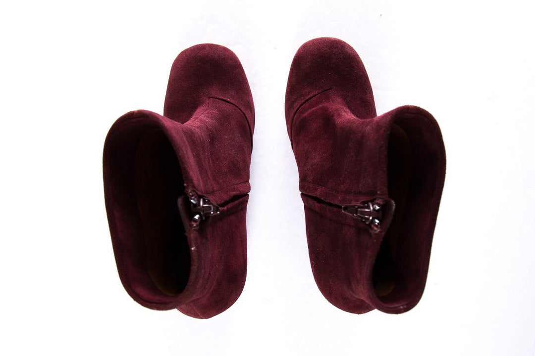 Céline Burgundy Suede Booties SZ 35.5