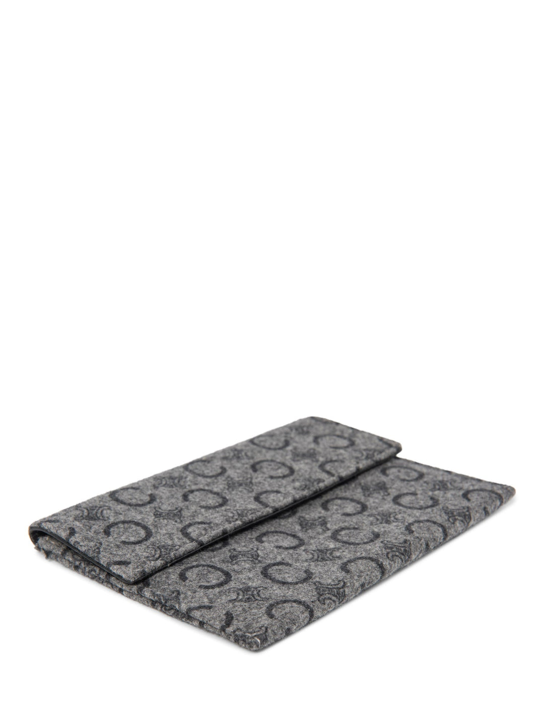 Celine C Logo Monogram Wool Leather Credit Card Wallet Passport Case Grey
