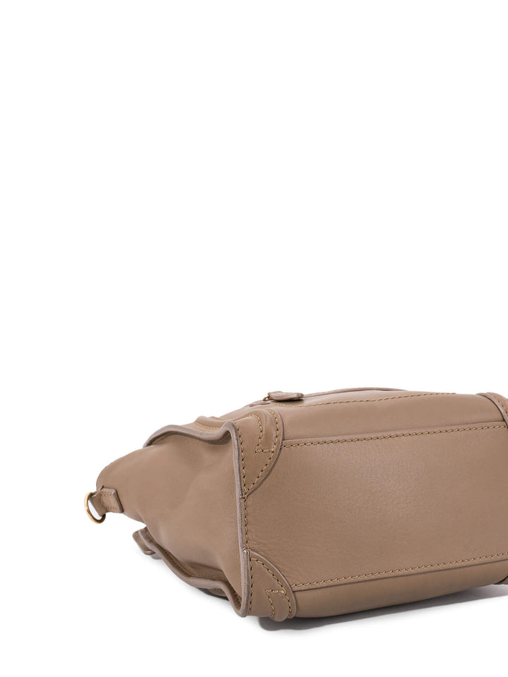 Celine Leather Nano Luggage Bag Taupe