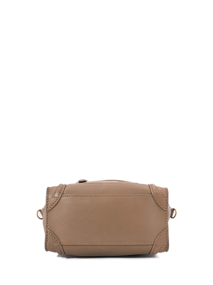 Celine Leather Nano Luggage Bag Taupe