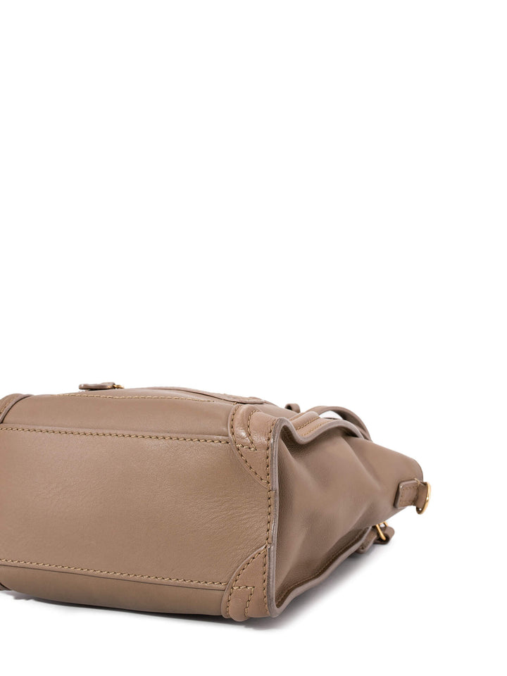 Celine Leather Nano Luggage Bag Taupe