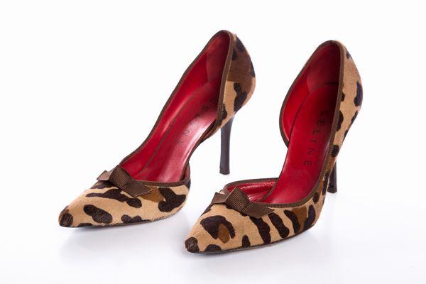 Céline Leopard Print Calf Hair Pointed Toe Pumps SZ 36.5 sale