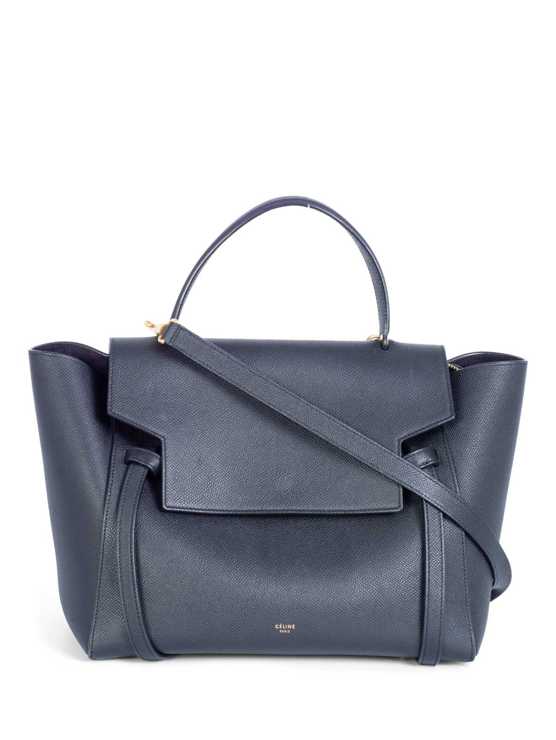 Celine Logo Grainy Leather Belt Bag Black