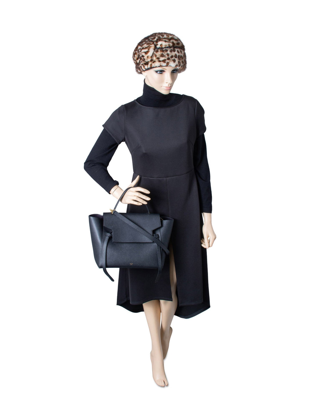 Celine Logo Grainy Leather Belt Bag Black