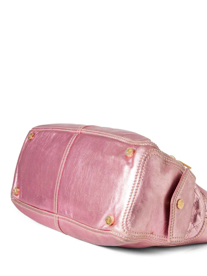 Celine Logo Shimmer Leather  Boogie Bag Pink Gold